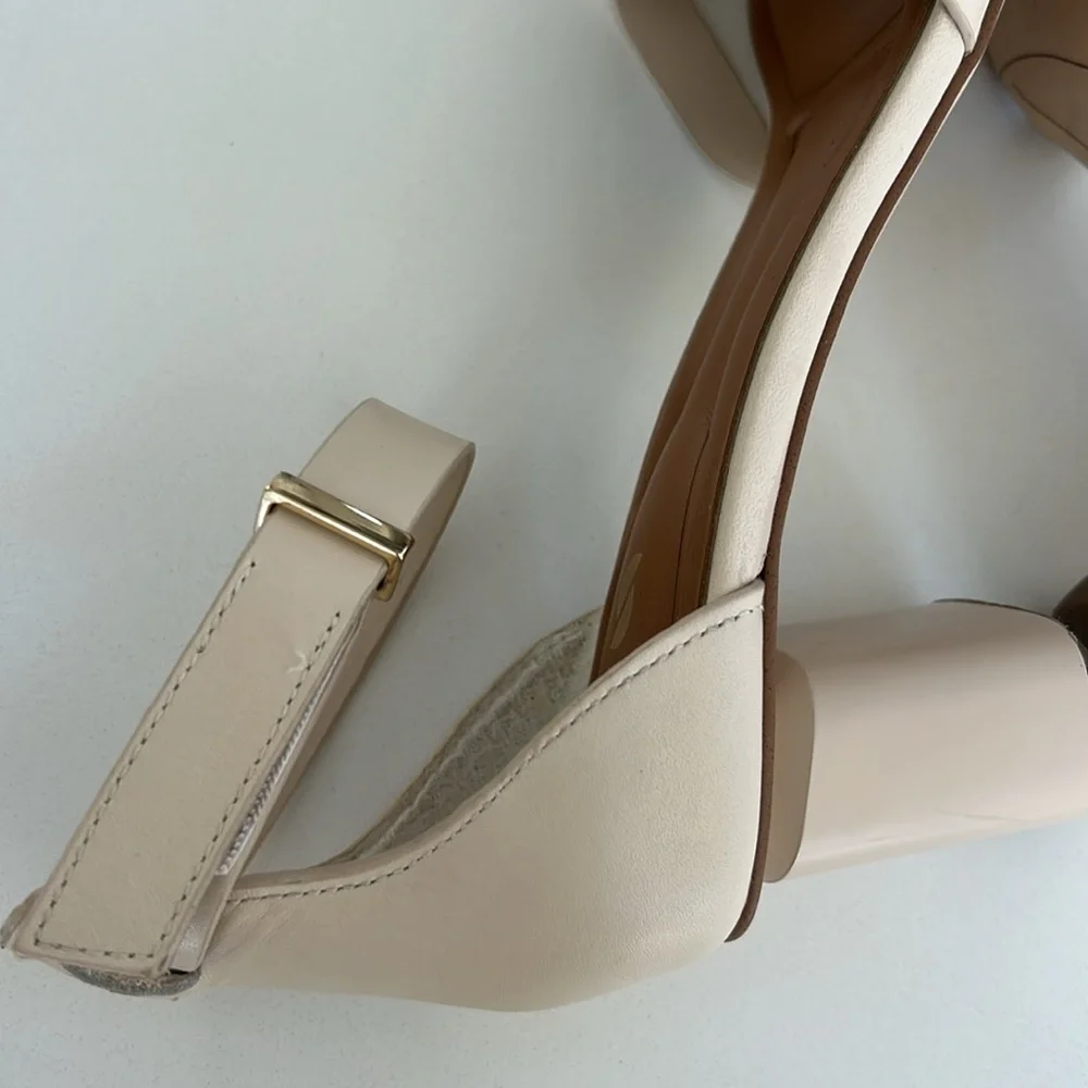 SARTO BY FRANCO SARTO Lusso Ankle Strap Block Heel Sandal Bone Color Size 8